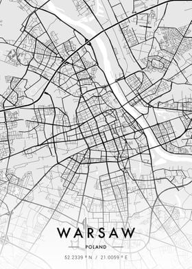 Warsaw City Map White