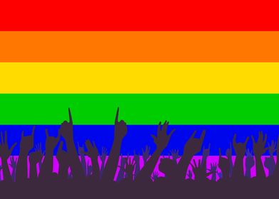 LGBT Flag with Waving Hand