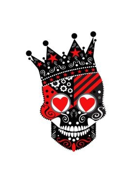 King skull with heart eyes