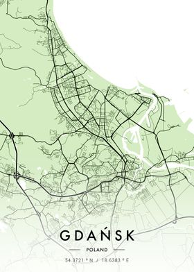 Gdansk City Map Green