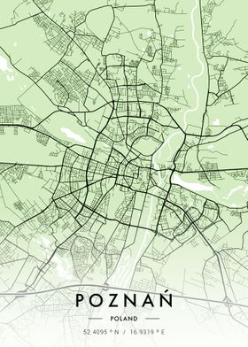 Poznan City Map Green