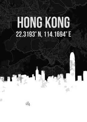 Hongkong skyline city map