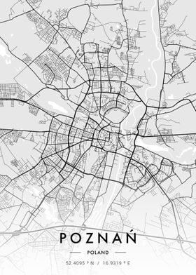 Poznan City Map White