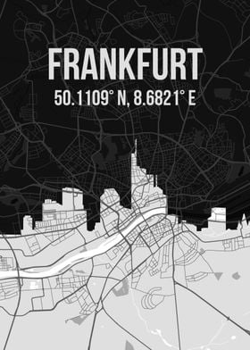 Frankfurt City Skyline Map