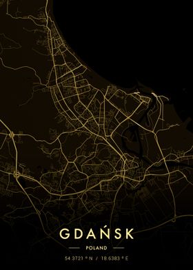 Gdansk City Map Gold