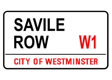 Savile Row Road Sign