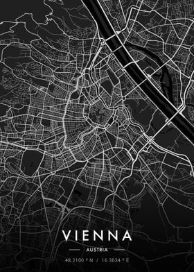 Vienna City Map Dark