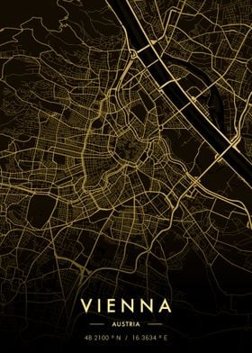 Vienna City Map Gold