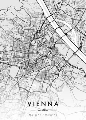 Vienna City Map White