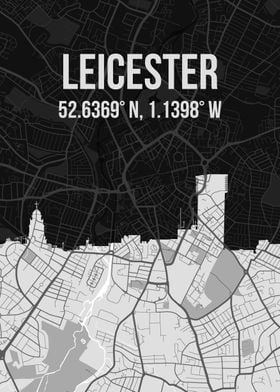 Leicester City Map Skyline