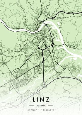 Linz City Map Green