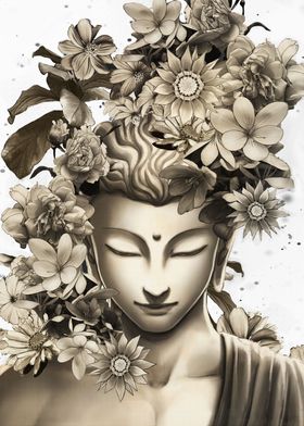 Buddha flowers meditation 