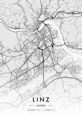 Linz City Map White