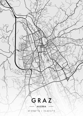 Graz City Map White