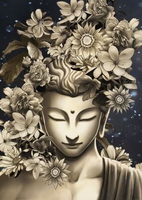 Buddha flowers meditation