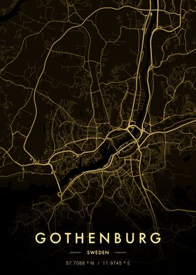 Gothenburg City Map Gold