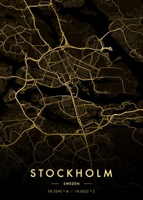 Stockholm City Map Gold