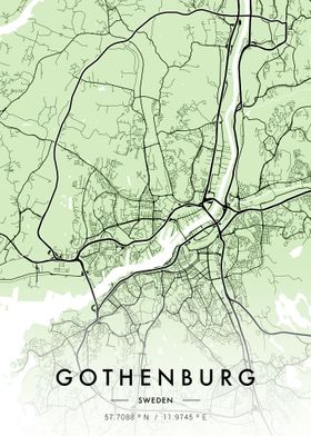 Gothenburg City Map Green