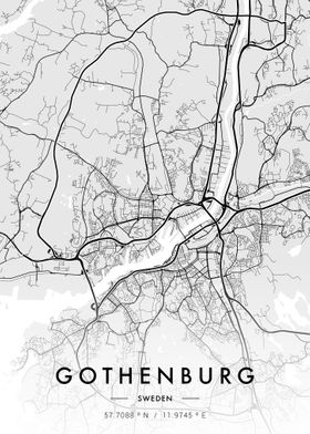 Gothenburg City Map White