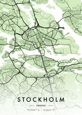 Stockholm City Map Green