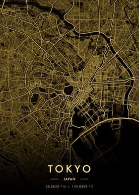 Tokyo City Map Gold