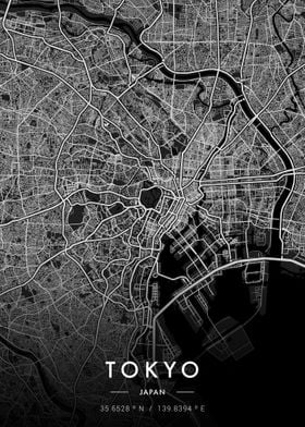 Tokyo City Map Dark