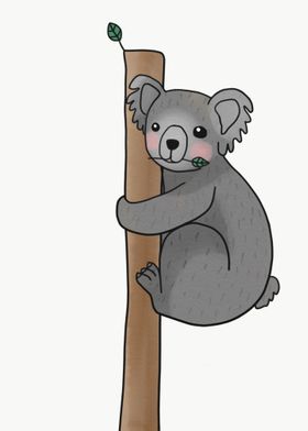 Koala bear hanging tree