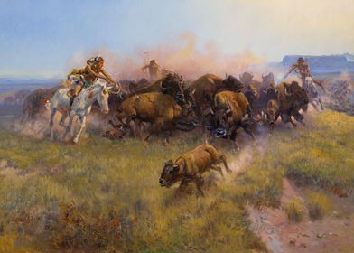 Indians Hunting Buffaloes