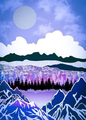 Purple mountain range 