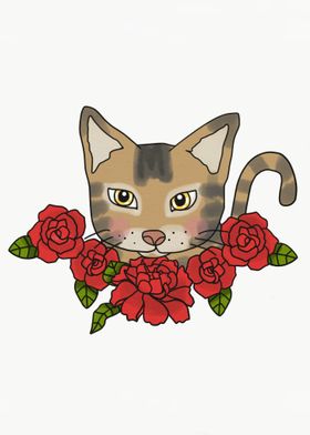 Tabby cat in flower bloom