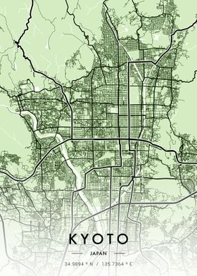 Kyoto City Map Green