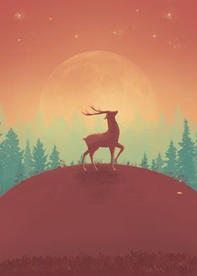 deer silhouette retro