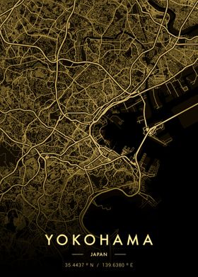 Yokohama City Map Gold