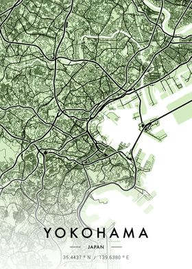 Yokohama City Map Green