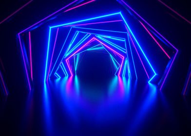 Neon hexagon tunnel 