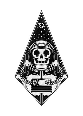 Skull Astronaut Blackwork 