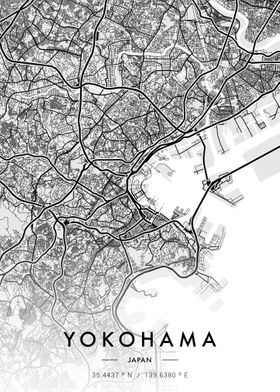 Yokohama City Map White