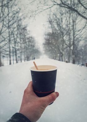 winter snowy coffee