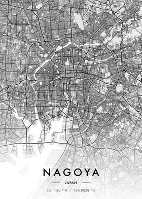 Nagoya City Map White