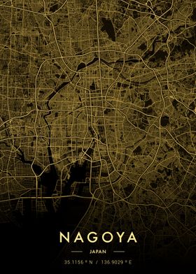 Nagoya City Map Gold