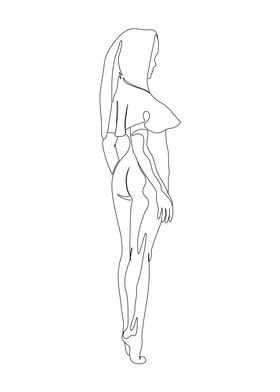 Nude Woman Line Art