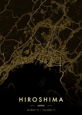 Hiroshima City Map Gold