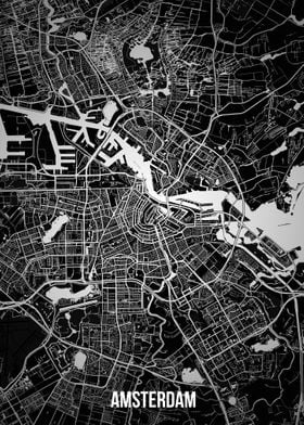 Amsterdam Dark Map
