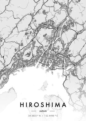 Hiroshima City Map White