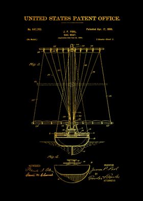 9 Sail Boat Patent Print 