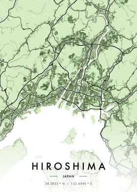 Hiroshima City Map Green