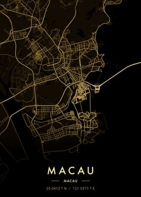 Macau City Map Gold