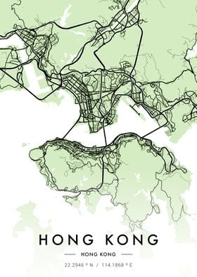 Hong Kong City Map Green