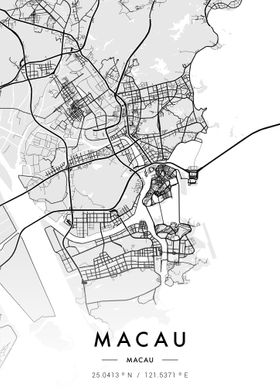 Macau City Map White