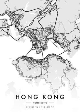 Hong Kong City Map White